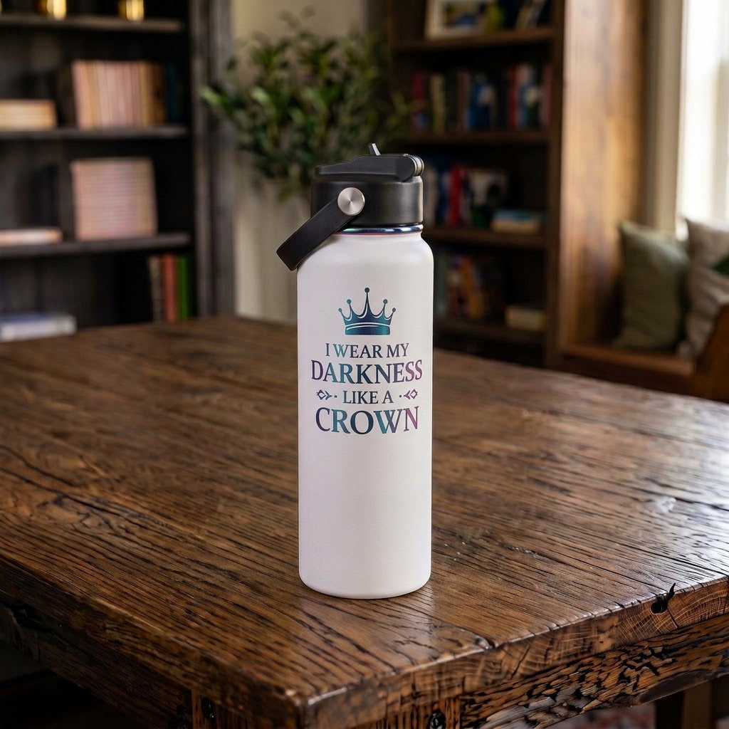 Custom Insulated 32oz Water Bottle, white with rainbow plated