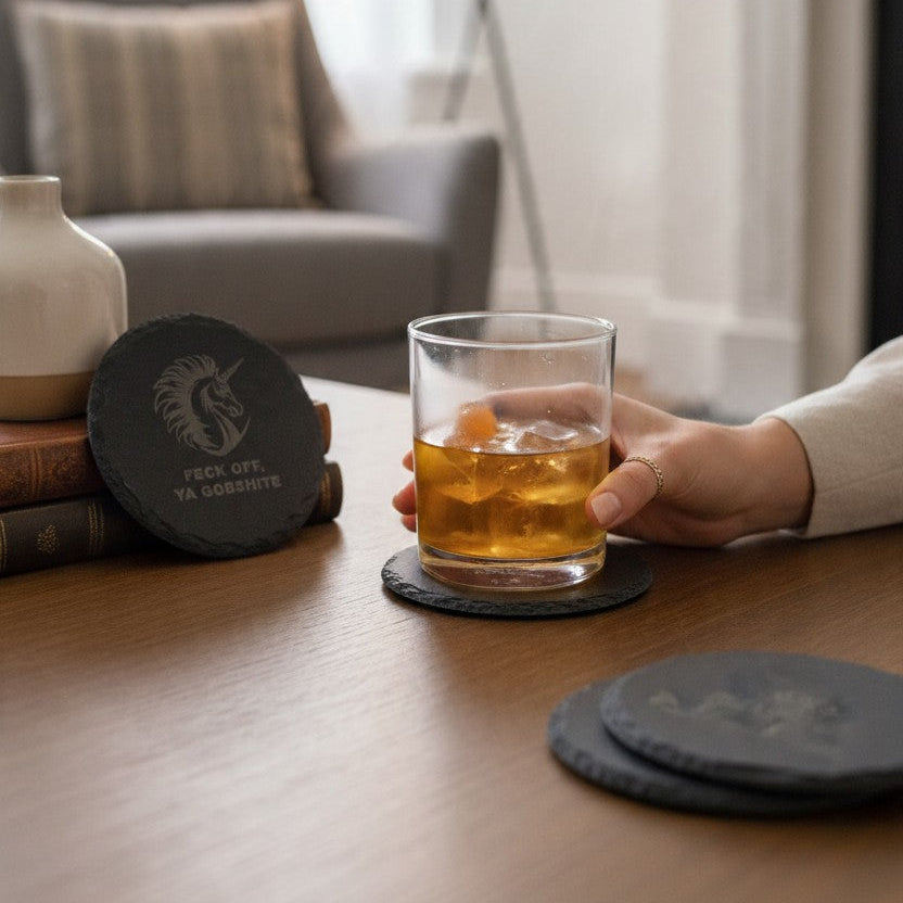 Custom Etched Slate Coasters
