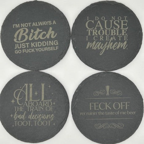 Custom Etched Slate Coasters